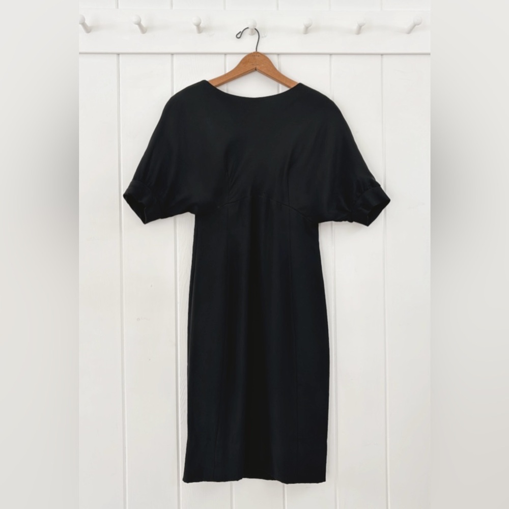 Vintage 1960s Teal Traina Dress Black Mod Unique Collectible Minimal Monochrome - Picture 2 of 16